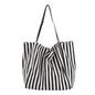 Striped Canvas Big Capacity Shoulder Handbags