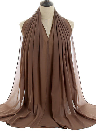 70x180 cm Monochrome Pearl Chiffon Hijab Scarf