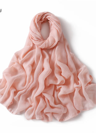 Solid Color Wide-brimmed Cotton And Linen Monochrome Scarf Veil