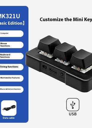 Mini PC Gaming Macro Programmable Keyboard – 3 Key USB/Wireless