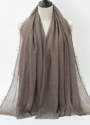 Pure Color Pleated Cotton Scarf Cotton And Linen Scarf