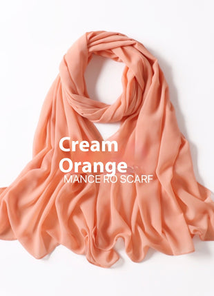 Pure Color Pearl Chiffon Scarf Headcloth Veil Chiffon Scarf