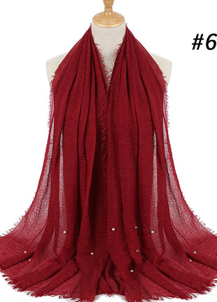 Cotton and linen crumpled monochrome scarf