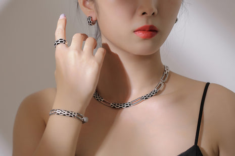 Korean Diamond Necklace, Bracelet, Ring & Earring set