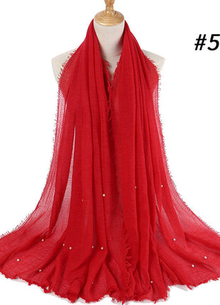 Cotton and linen crumpled monochrome scarf