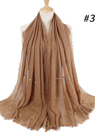 Cotton and linen crumpled monochrome scarf