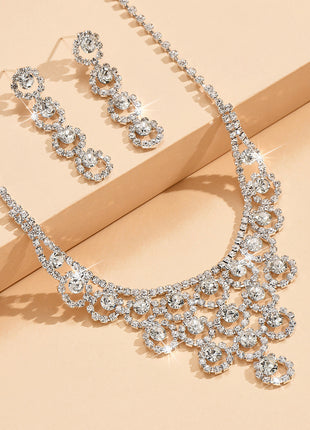 Rhinestone Necklace and Earrings Suite