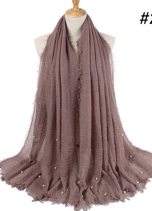 Cotton and linen crumpled monochrome scarf