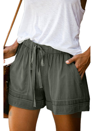 Wide Leg Loose High Waist Elastic Lace-up Shorts