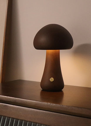INS Wooden Cute Mushroom LED Night Light with Touch Switch