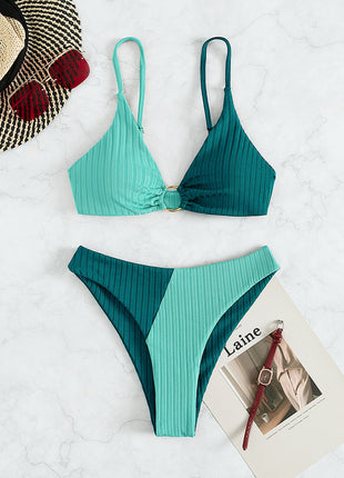 Solid Color Stitching Bikini