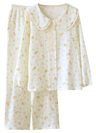 Casual Double-layer Cotton Yarn Pyjamas