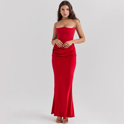 Slim Tube Top Long Fashion Bandeau Backless Party Evening Dress