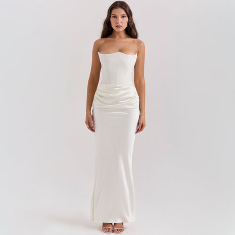 Slim Tube Top Long Bandeau Backless Party Dress