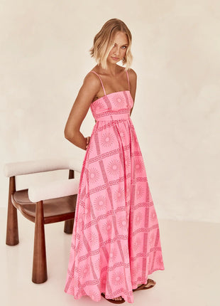 Pinkish Sunny Back Cutout Sling Dress