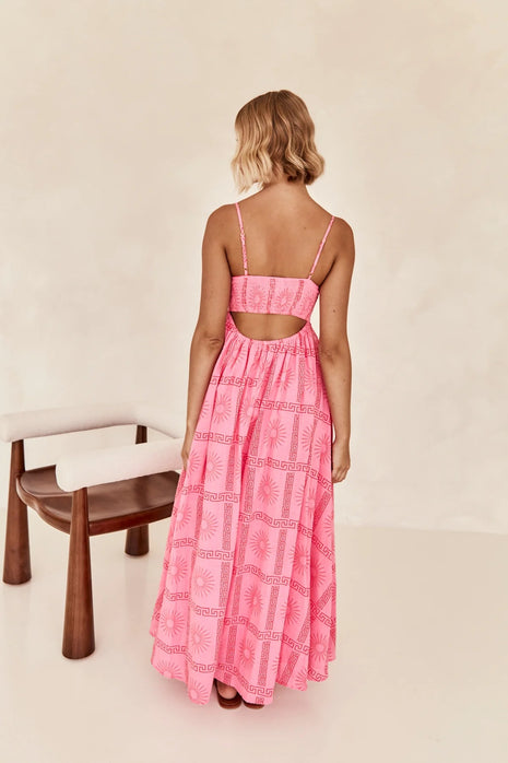 Pinkish Sunny Back Cutout Sling Dress