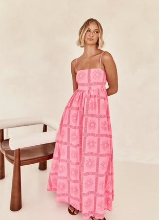 Pinkish Sunny Back Cutout Sling Dress