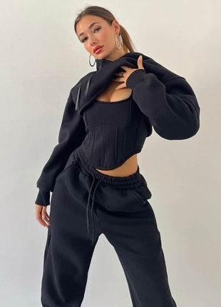 Hooded Sweater & Pants 3-Piece Set