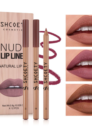 SHCOETY Log Matte Lipstick & Lip Liner Set of 12