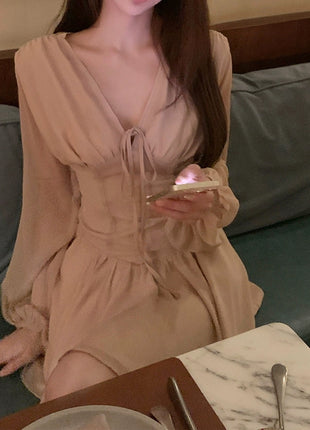 French Style V-neck Dress