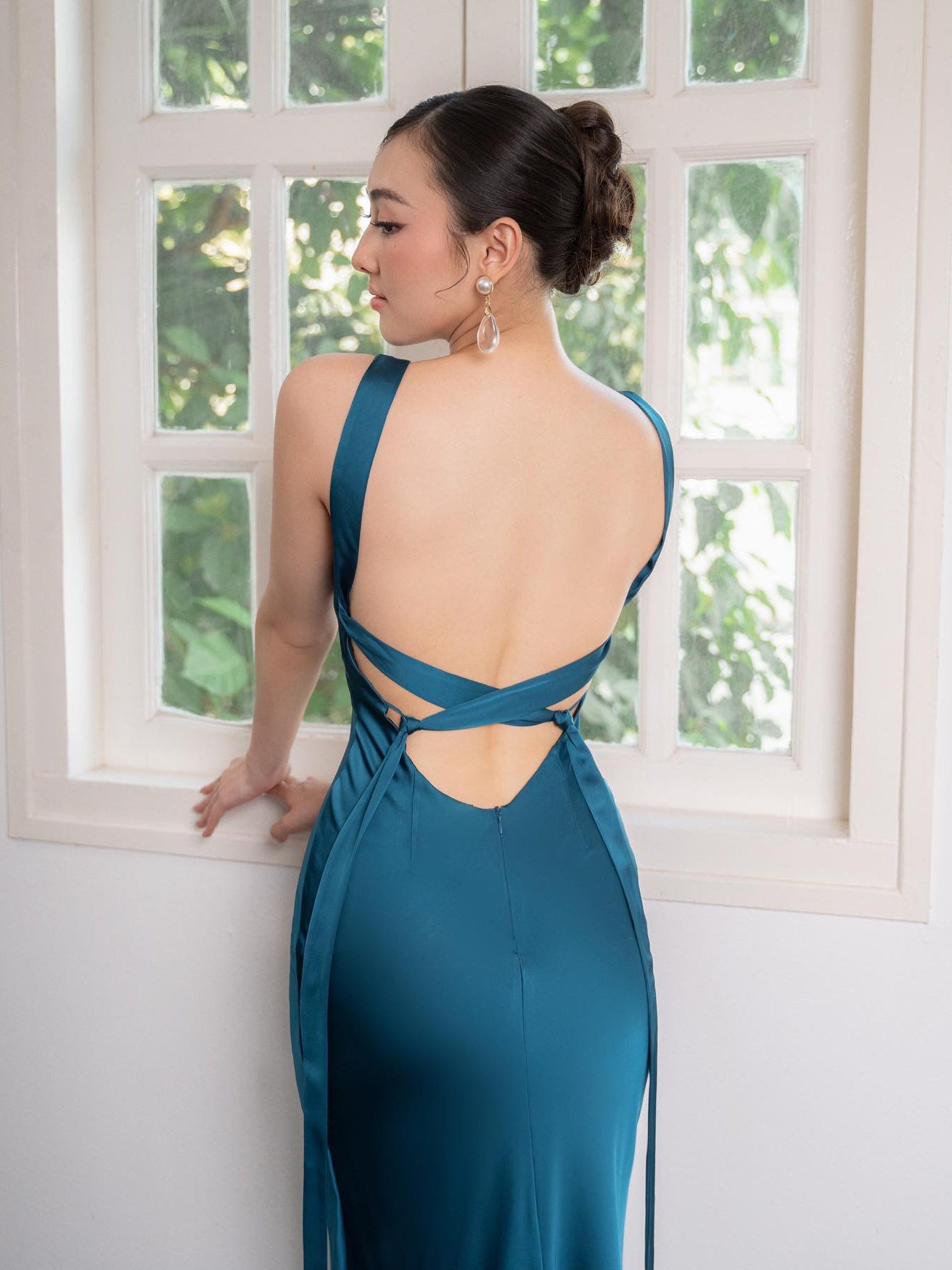 Backless Strappy Lake Blue Dress