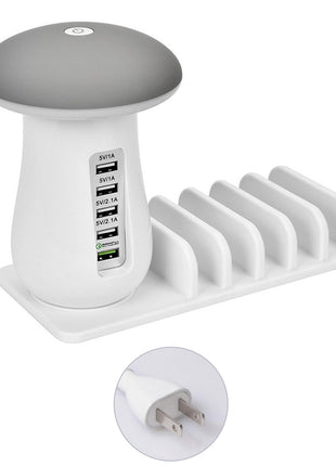 Mushroom Charging Dock Station LED Light Lamp 5-Port