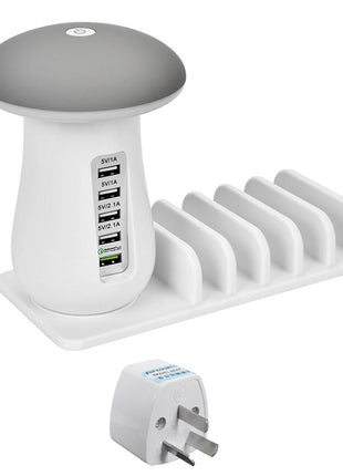 Mushroom Charging Dock Station LED Light Lamp 5-Port