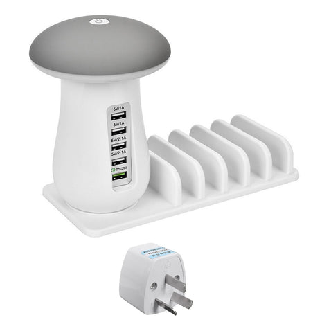 Mushroom Charging Dock Station LED Light Lamp 5-Port