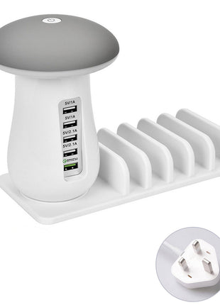 Mushroom Charging Dock Station LED Light Lamp 5-Port