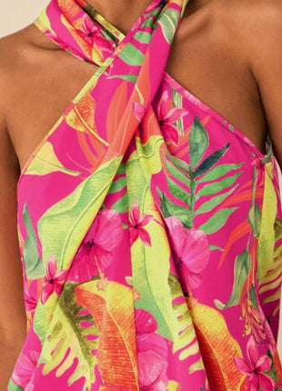 Tropical Plant Printed Women's Tight-Fitting Top