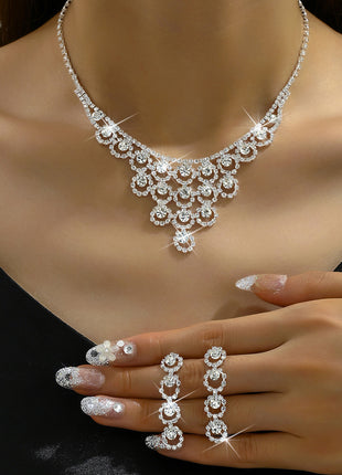 Rhinestone Necklace and Earrings Suite
