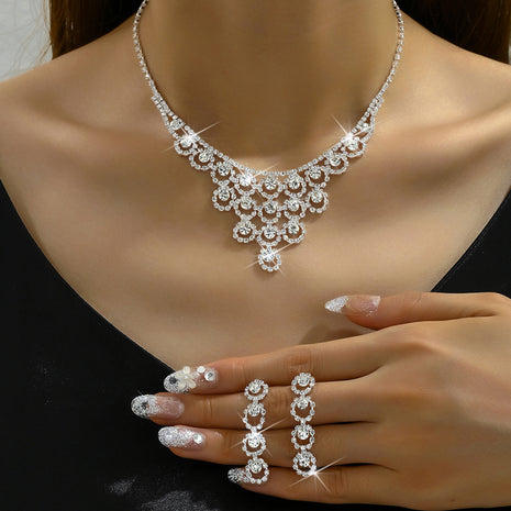 Rhinestone Necklace and Earrings Suite