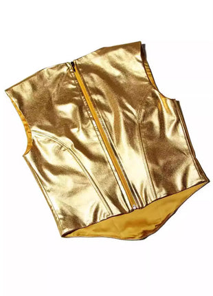 Gold -strap Slim Fishbone Short Top