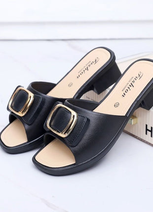 Korean Style Buckle Chunky Heel