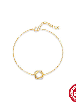 Sterling Silver Diamond Rose Ring Bracelet