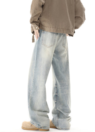 Retro Light Blue Straight Casual Jeans