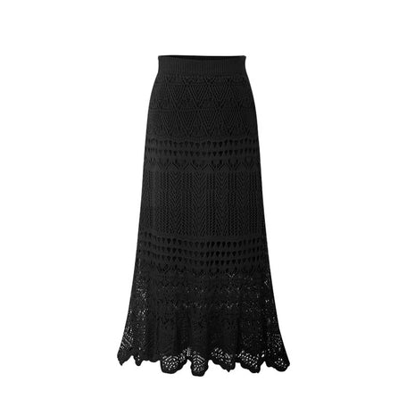 Plus Size Crocheted Hollow Knit Hip-wrapped Mid-length Skirt