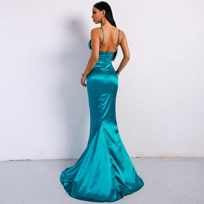 V-neck Sling Backless Evening Dress