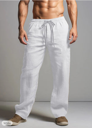 Breathable Drawstring Elastic Waist Cotton & Linen Casual Trousers