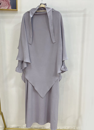 Monochrome Lantern Abaya With Headscarf