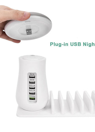 Mushroom Charging Dock Station LED Light Lamp 5-Port