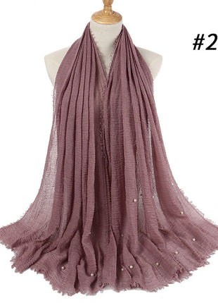 Cotton and linen crumpled monochrome scarf