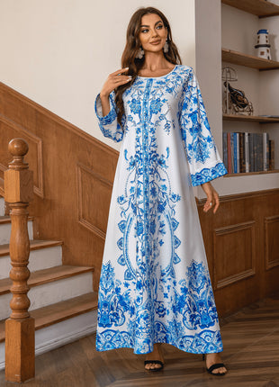 Diamond Studded Bead Round Neck Dress