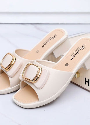 Korean Style Buckle Chunky Heel