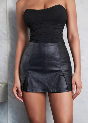 High Waist Leather Skirt