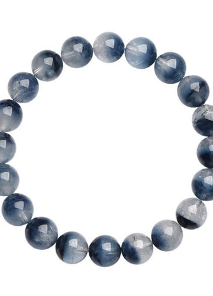 Natural Crystal Half Pot Blue Rabbit Hair Round Bead Bracelet