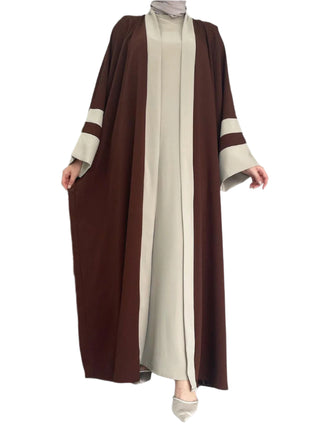 Elegant Brown Abaya with Headscarf