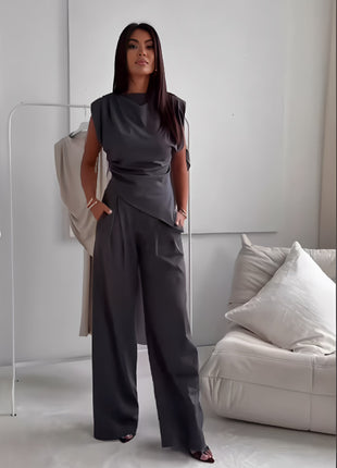 Sleeveless Top Long Pants Suit Set