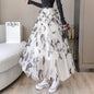 Embroidered Bow Lace Mesh Mid-length Skirt