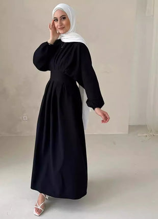 Solid Color Drawstring Sleeve Abaya